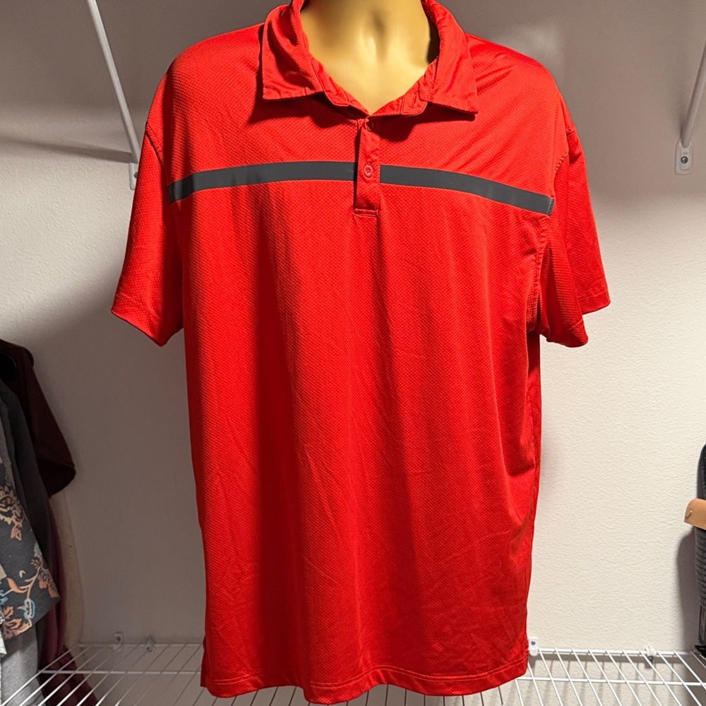 BYLT Basics Red Polo with Gray Chest Stripe